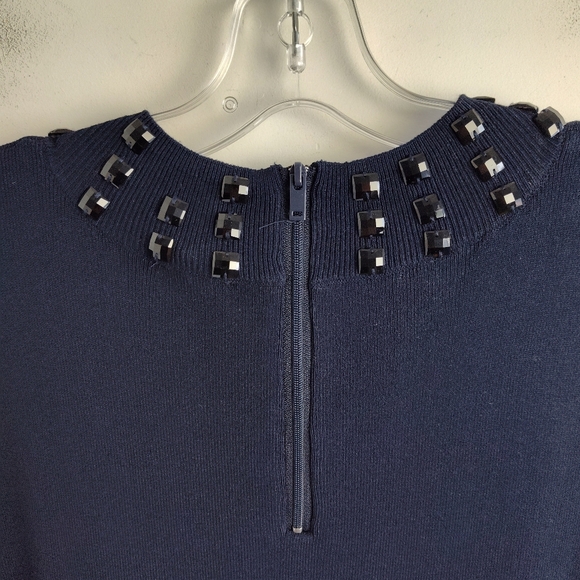 New Samoon by Gerry Weber Sleeveless Sweater 22 beaded knit top new navy blue - Picture 13 of 14